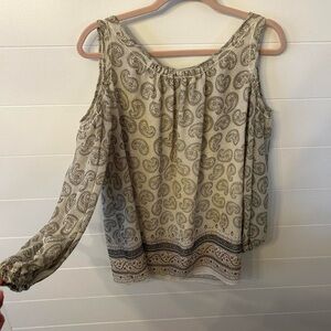 Paisley Print Cold Shoulder Top